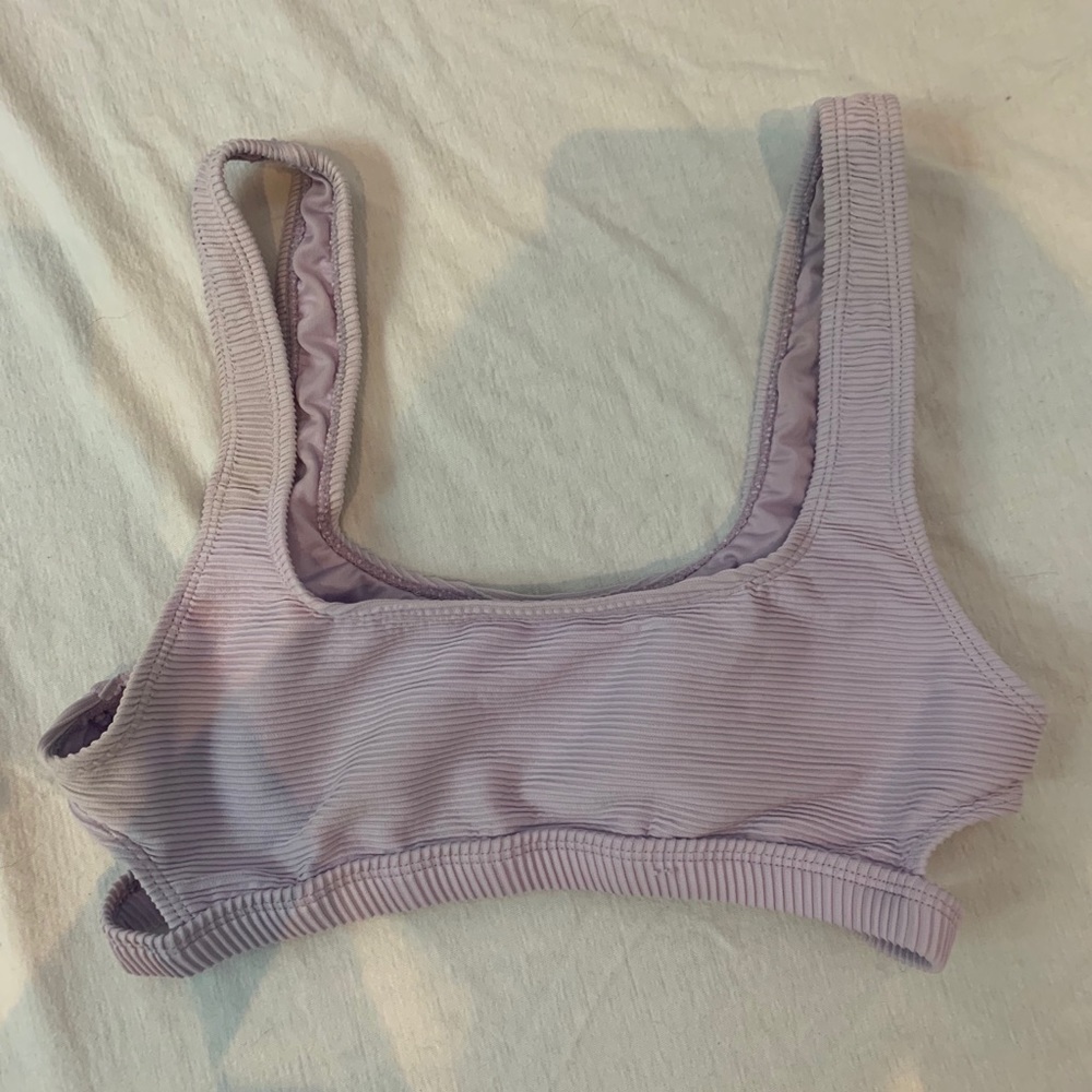 Garage Lavender Scoop Neck Bikini Top With Cut Out